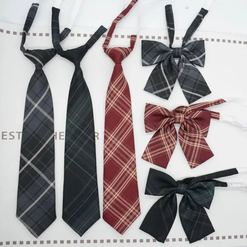 Trendy JK Ties Bowtie Women College Student Collar Neckwear Daily Shirt Accessories Cotton Plaid Bowknot Lolita Girls Lazy-tie BAZAARHUBO