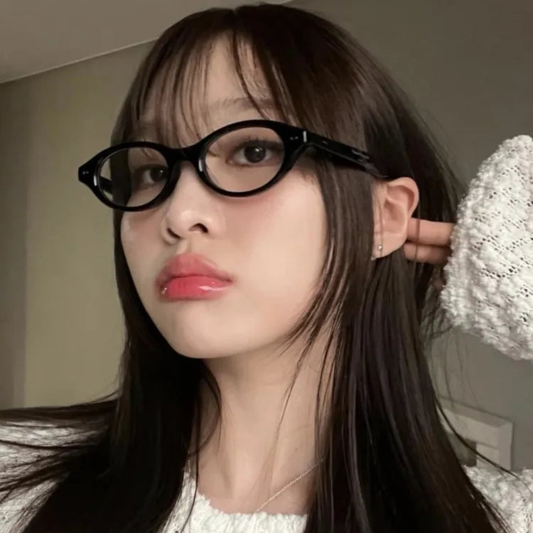 Y2K Retro Oval Frame Glasses Women Leopard Ins Sweet Cool Eyewear Trend Brand Reading Computer Anti Blue Light Eyeglasses BAZAARHUBO