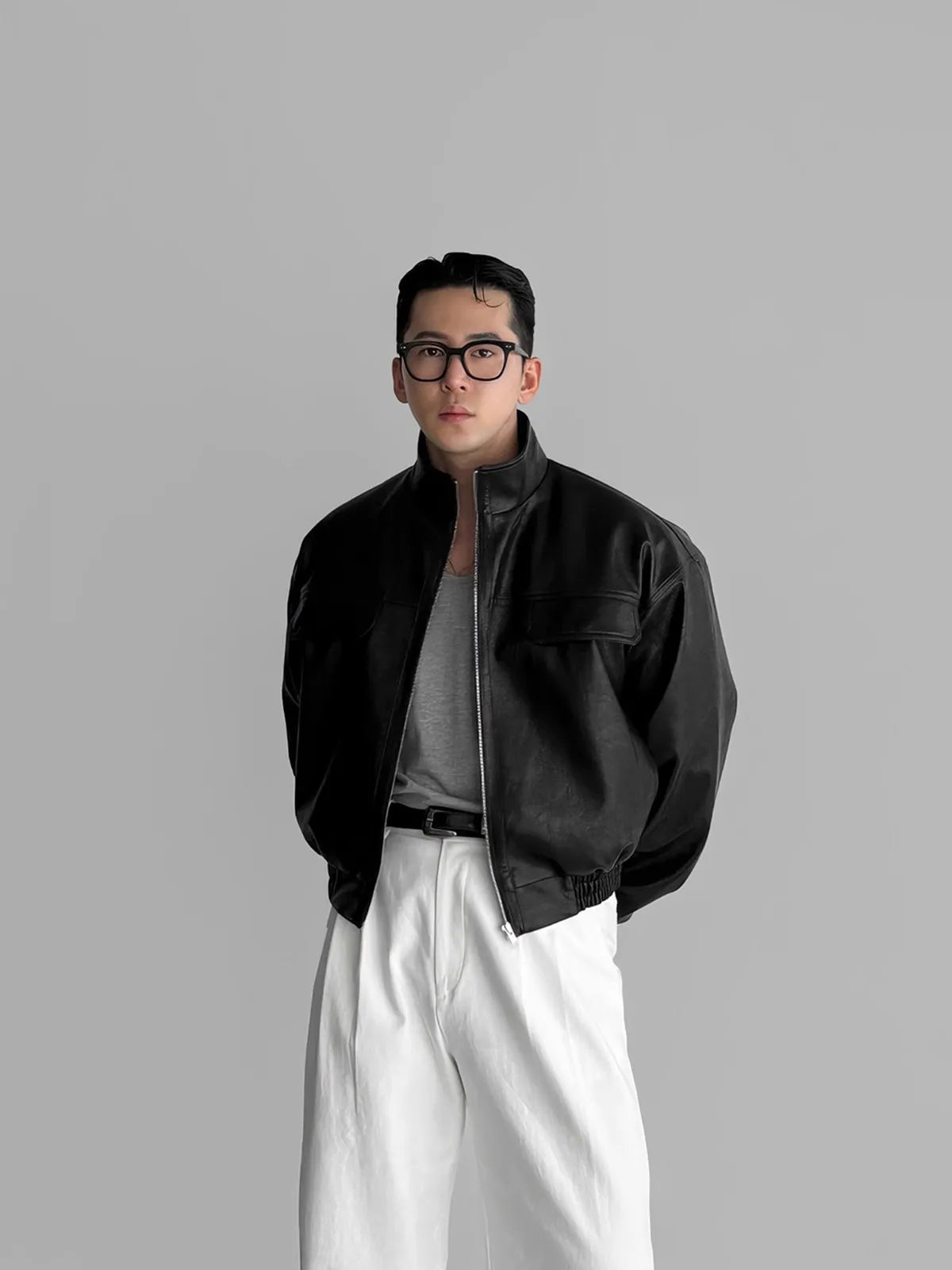 Mauroicardi Spring Autumn Cool Short Waterproof Thickened Warm Black Pu Leather Bomber Jacket Men Zip Up Luxury Designer Clothes