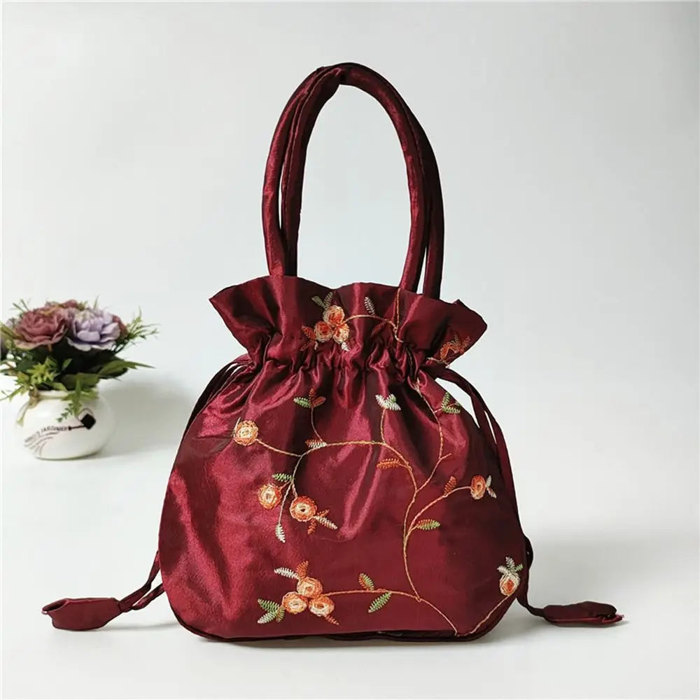 Fashion Embroidered Chinese Style Handbag Canvas Zipper Pea Purses Luxury Adjustable Cheongsam Bag Women
