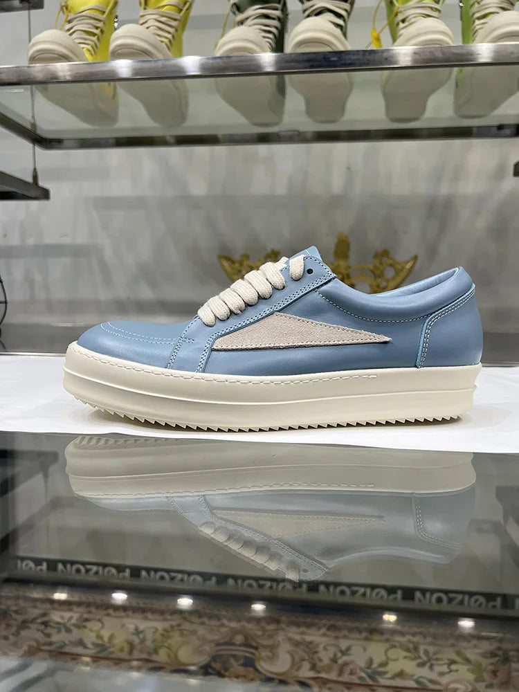 Dunk Blue Low Top Quality Casual Shoes Men Genuine Leather Hip-hop Rock Women Lace Up Ro Original Platform Flat Luxury Sneakers