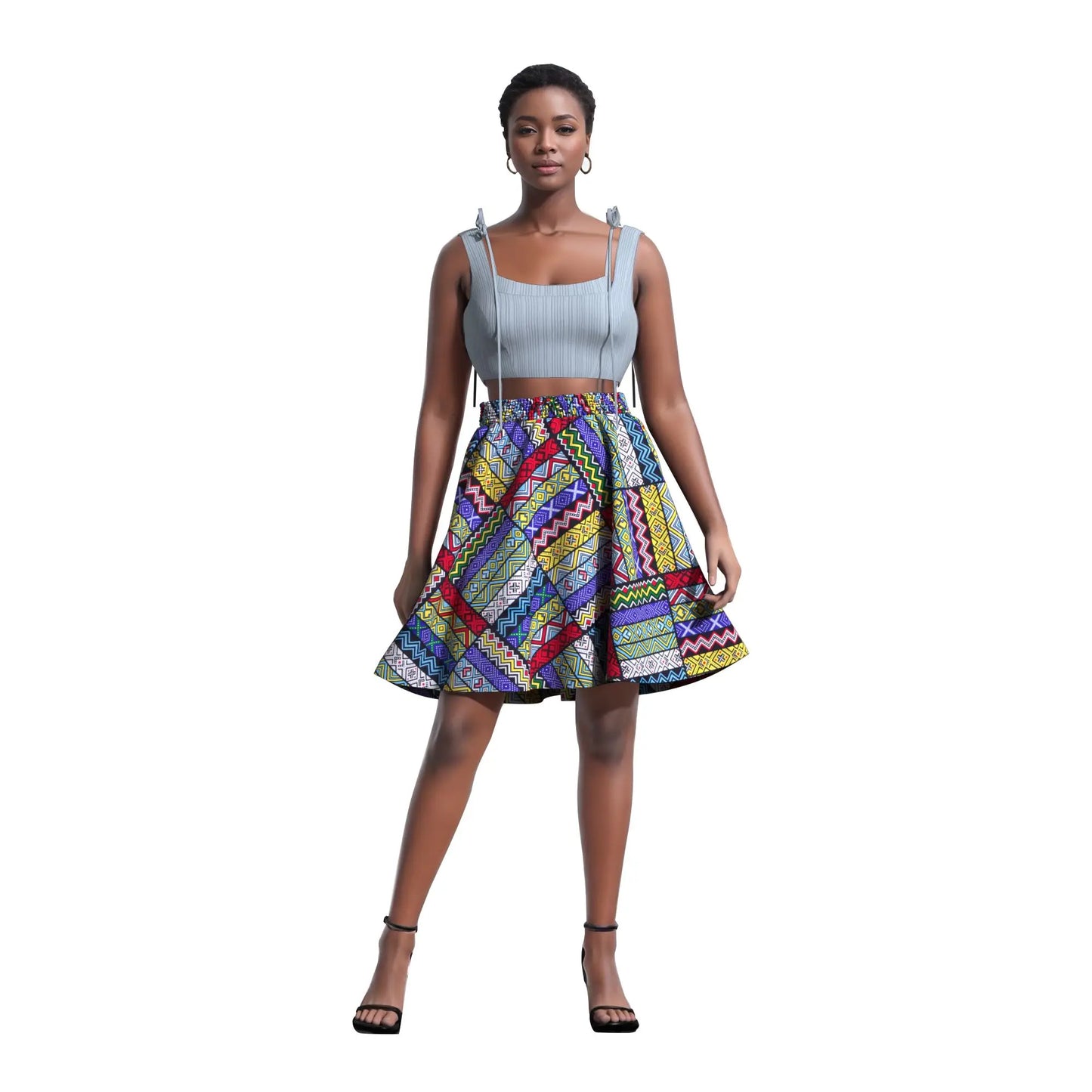 African Women's Skirt Knee Length Stretch High Waist Skirt African Print Ankara Women Lady Traditional Party Clothing WY11051