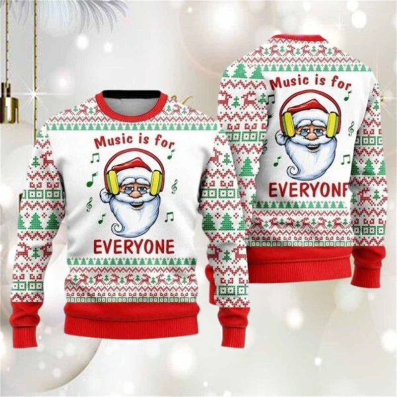 Funny Santa Claus Graphic Ugly Christmas Sweater 2026 Men Fashion Autumn Winter 3D Printed Sweatshirt Casual Oversized Pullovers
