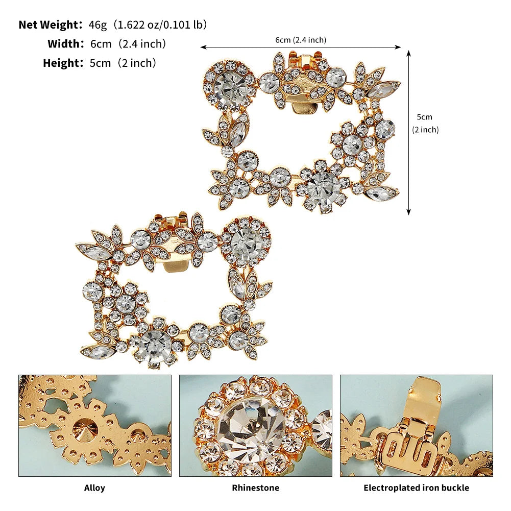 New Square Simple Women's Shoe Buckle Wedding High Heels Shoe Clip Bridal Gown Accessories Daily wear jewelry Holiday Gifts