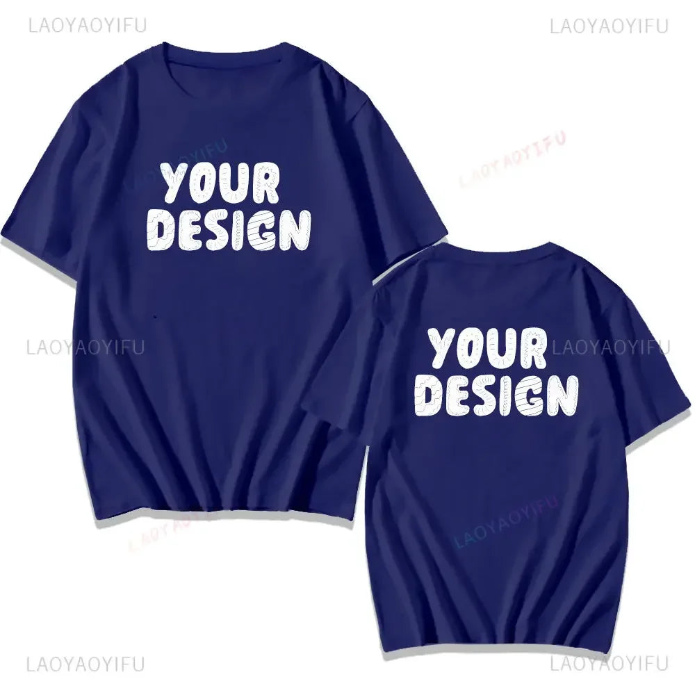2025 Customized Printed Cotton Black White T Shirt Harajuku Men Women Tee DIY Your Like Photo  Tshirt Fashion Custom Tops