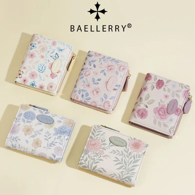 Baellerry Cute Cartoon Girl Wallet PU Leather Card Holder Coin Purse Photo Album for Students Birthday Gift for Daughters