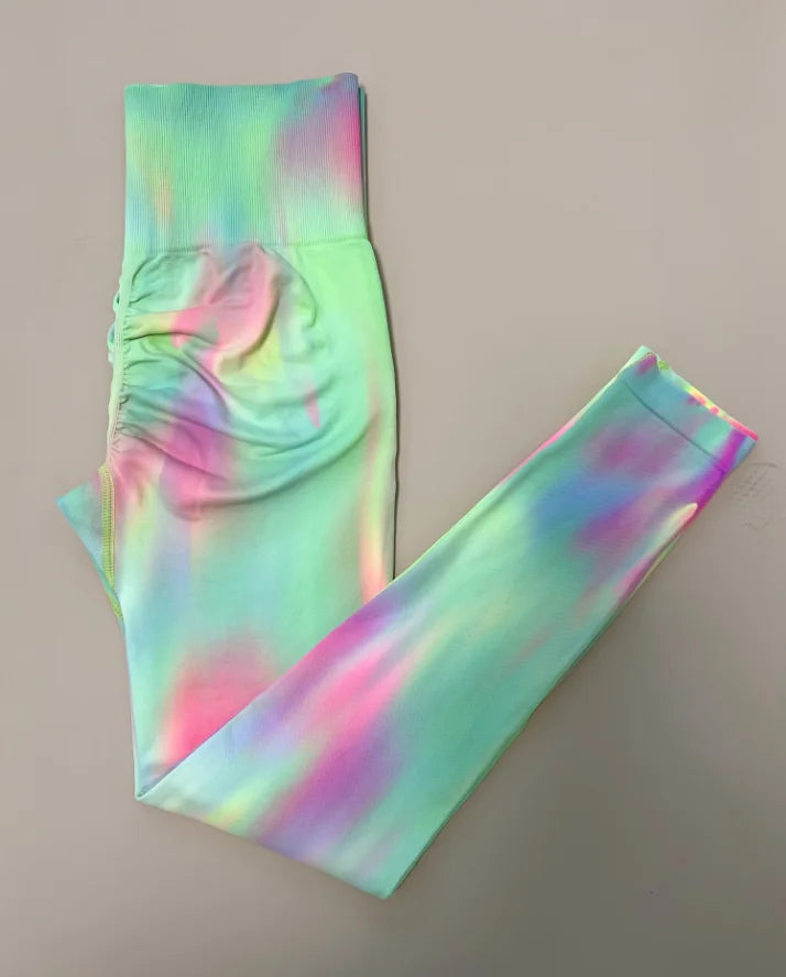 New Tiedye Gym Leggings Seamless Women Push Up Stretch Pants Scrunch Sports High Waist Booty Lifting Workout Yoga Leggins Nylon