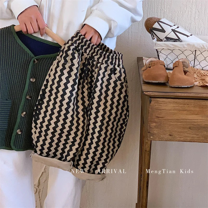 Children Clothing Kids Pants 2023 Spring and Autumn New Fashionable Korean Style Striped Casual Simple Baby Boys Harem Pants