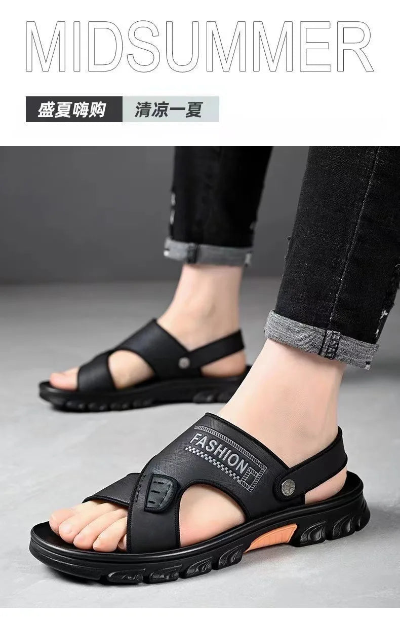 Men's sandals summer non-slip beach shoes casual wear cool slippers men's thick soles