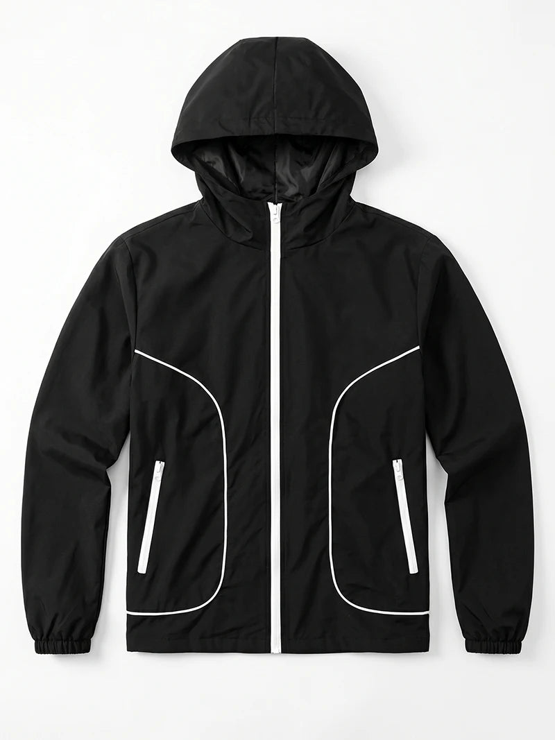 Men's Trendy 2 Piece Tracksuit Set Hooded Full Zip Windbreaker Jacket Coat Tops Quick Dry Athletic Jogger Pants Trousers