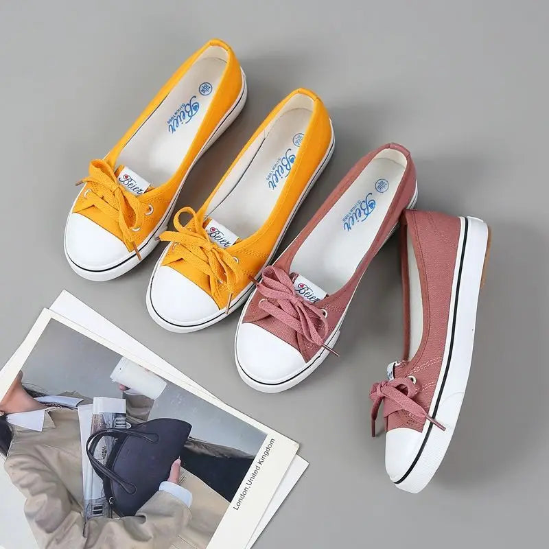 Red Women Footwear Flat Round Toe Black Canvas Ladies Shoes New Arrival 2025 Sale Cheap Vulcanized for Casual Urban 39 Walking A