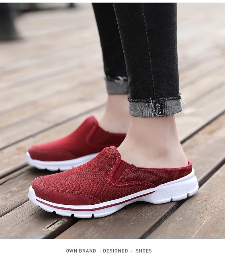 2023 Men Casual Mules Mesh Breathable Flat Slippers Summer Couple Shoes Large Size Loafers Fashion Shoes Men Street Slippers