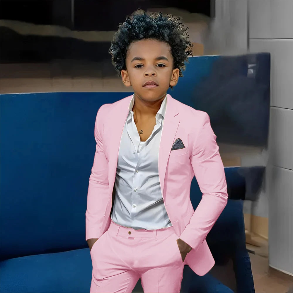 Casual Beige Boys Suit 2 Piece Set Fashion Design Wedding Tuxedos for Kids Custom Clothes 2-16 Years Old Outfit