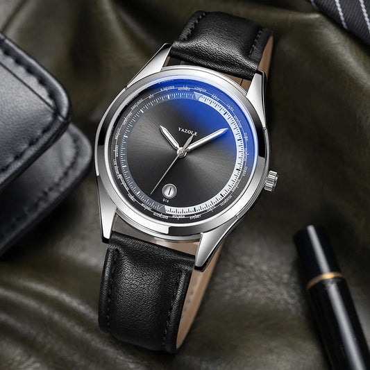 YAZOLE Men's Watch Minimalist Luxury Quartz Man Watch Original Leather Strap Waterproof Calendar Watches Relogio Masculino