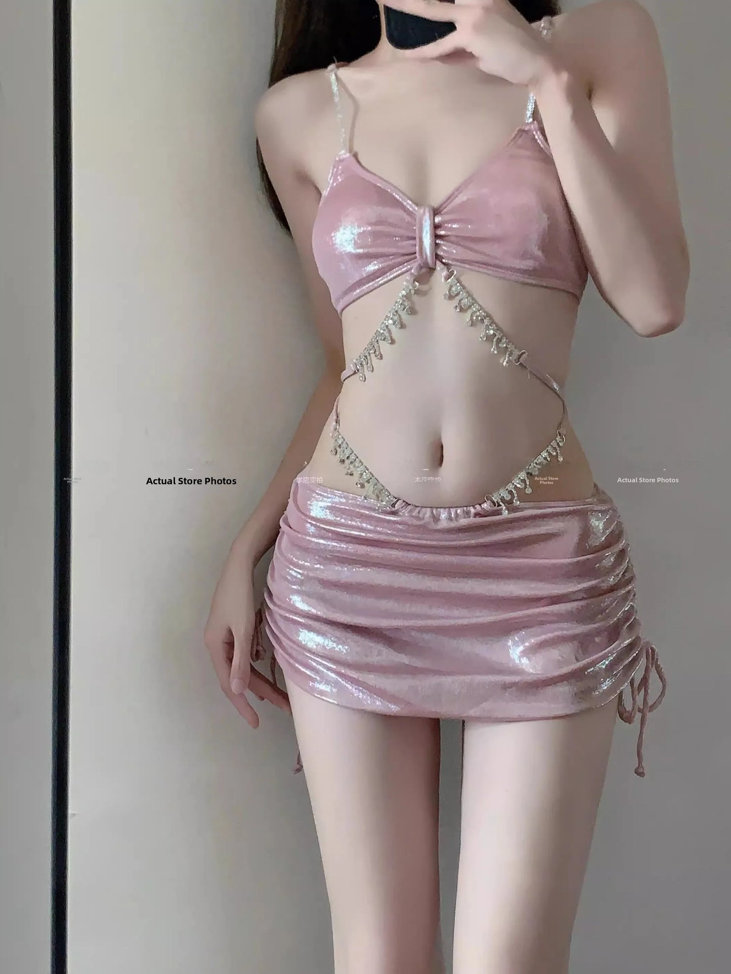 Sexy Bikini Swimsuit Women's Three-piece Set Diamond Photography Beach Vacation Hot Spring Swimming Costume 2023 New Arrival