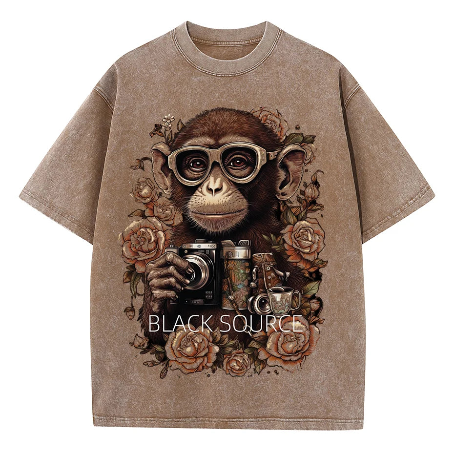 2023 Men Retro Washed T-Shirt Hip Hop Streetwear SOS Shadow Graphic T Shirt Summer Short Sleeve Tshirt Harajuku Tops Tees Cotton