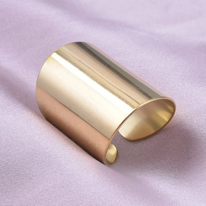 1/2/3pcs Mix Color Chunky Wide Ring Open Stainless Steel Rings For Women Men Accessories Irregular Surface Kpop Fashion Jewelry