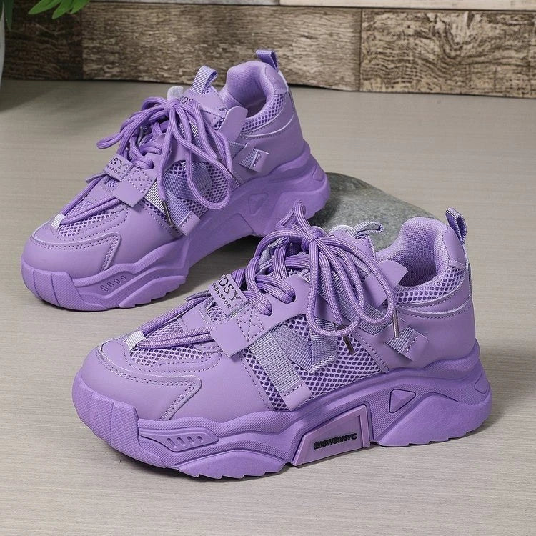 New Purple Sneakers Women Platform Casual Shoes Women Sneakers Breathable Comfortable Thick Sole Sneakers Women Designer Shoes