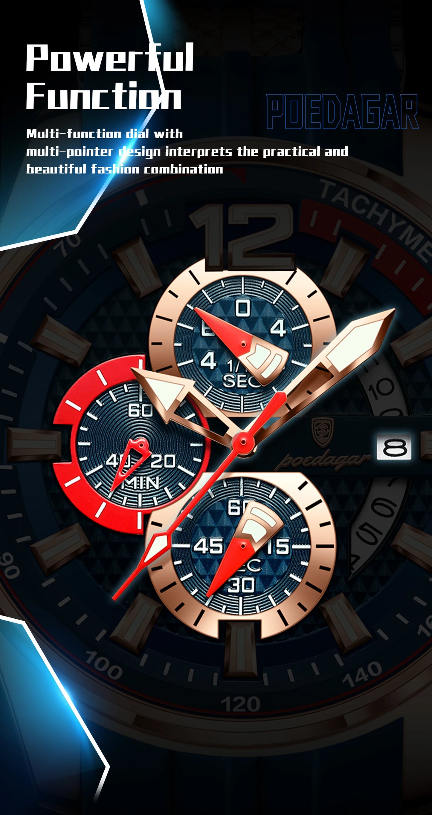 POEDAGAR Luxury Watch For Men Date Chronograph Luminous Waterproof Silicone Male Watch Fashion Sports Quartz Men's Watches Reloj