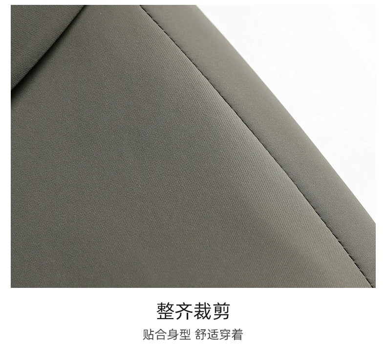 2026 New Men's Spring Lapel Zip-Up Jacket Spandex Fabric Casual Business Outerwear Windproof Anti-Wrinkle Coat