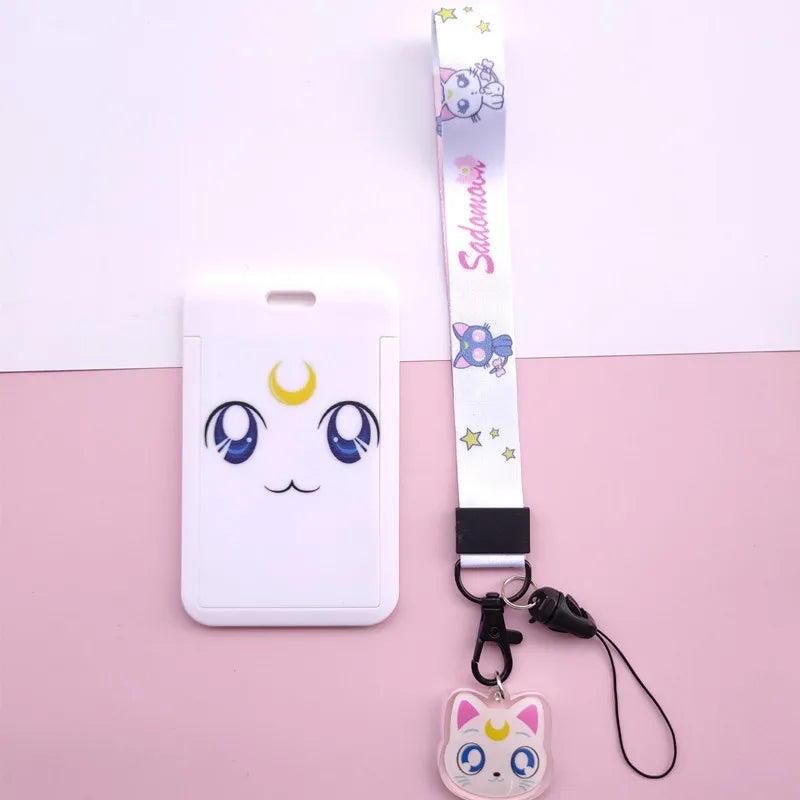 New Cartoon Girls Anime Lanyard Credit Card ID Holder Bag Student Women Travel Bank Bus Business Card Cover Badge