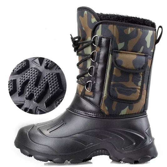 Winter Men's Waterproof Sneakers 2025 Outdoor Snow Boots for Men Thickened Warm Fishing Non-slip Hiking Boots Male Plus Size 46