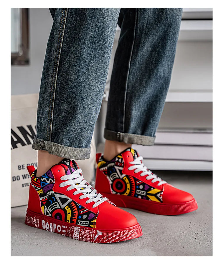 Mens Casual Sport Shoes 2026 Autumn Fashion Comfort Non Slip Casual Sneakers Platform Outdoor Running Shoes Graffiti Board Shoes