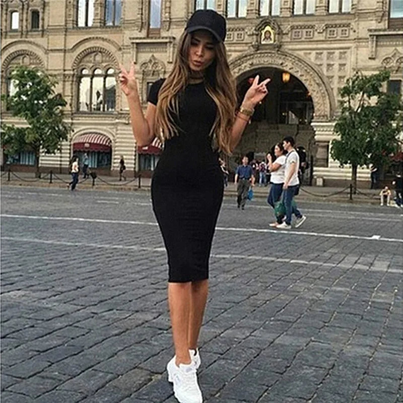 Summer Fashion Tight Dress Women's Short Sleeve Round Neck Dress 3D Printed Women's Sexy Fragmented Flower Wrapped Hip Dress