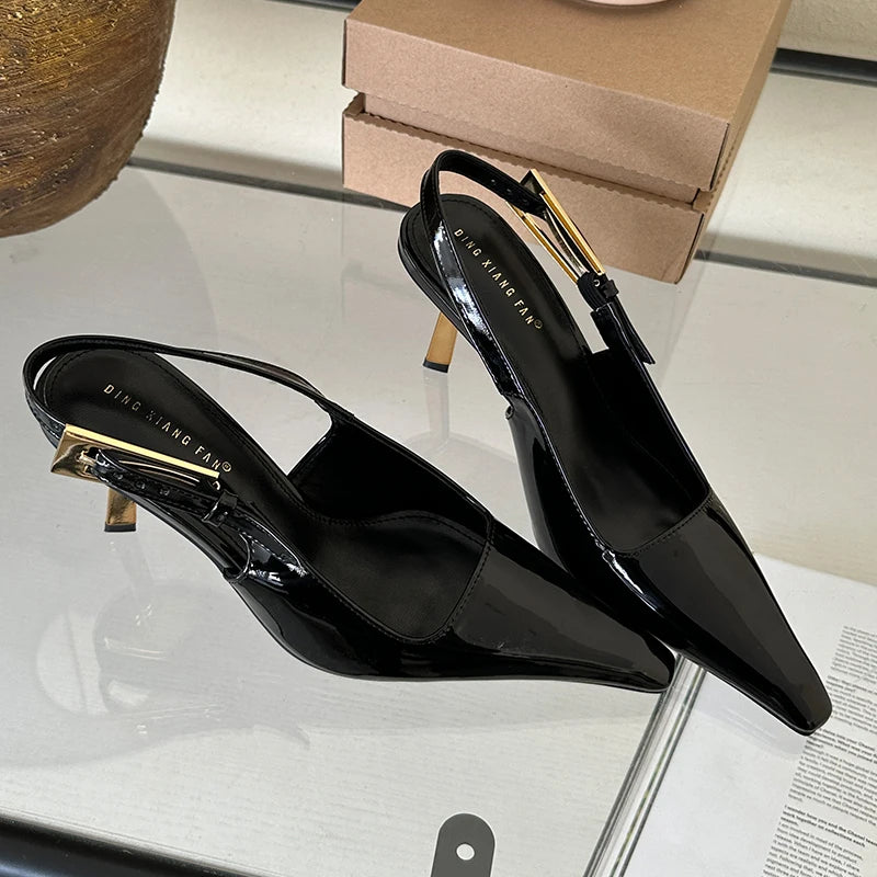Women Shoes Pumps Sandals Spring Fashion Pointed Toe Slingbacks Female Footwear Summer Ladies Shallow Shoes High Heels