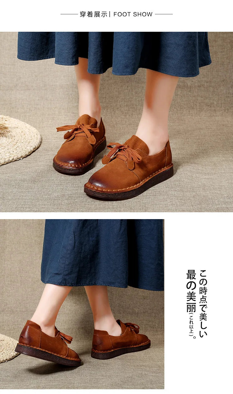 ZXRYXGS Retro Style Top Cowhide Single Shoes Woman New Flats 2025 Winter Soft Sole Comfort Warm Shoes Flat Sneakers Casual Shoes