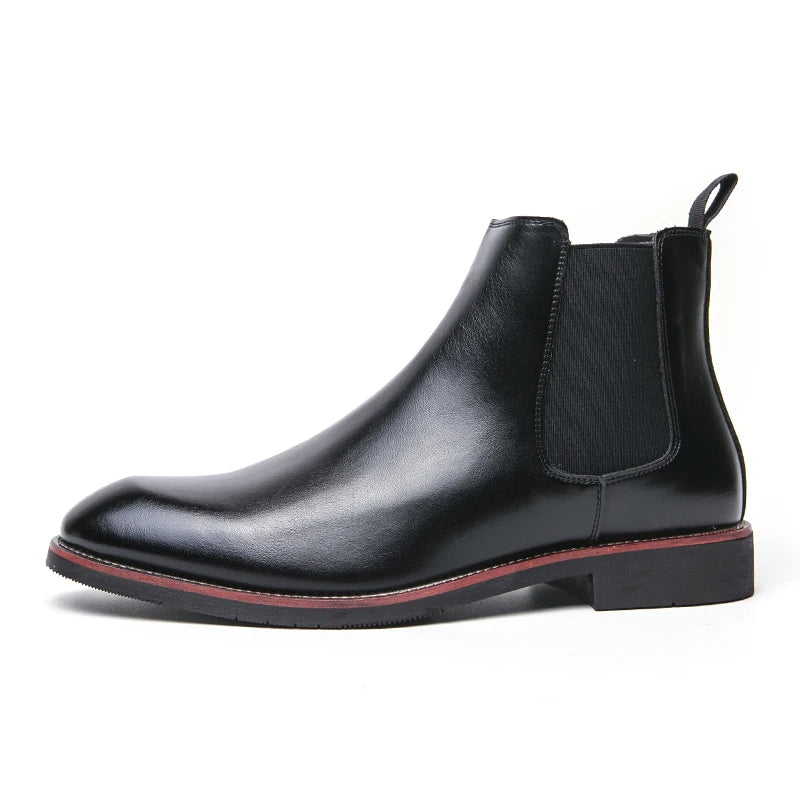 2025 Men's Fashion Chelsea Boots Classic Trendy Soft Leather Upper Non-Slip Rubber Sole Daily Casual Resistant Ankle Dress Boots