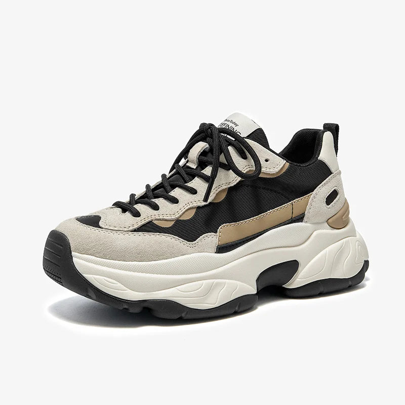 BeauToday Casual Sneakers Women Suede Leather Breathable Mesh Mixed Color Thick Sole Platform Shoes Ladies Flats Handmade 29430