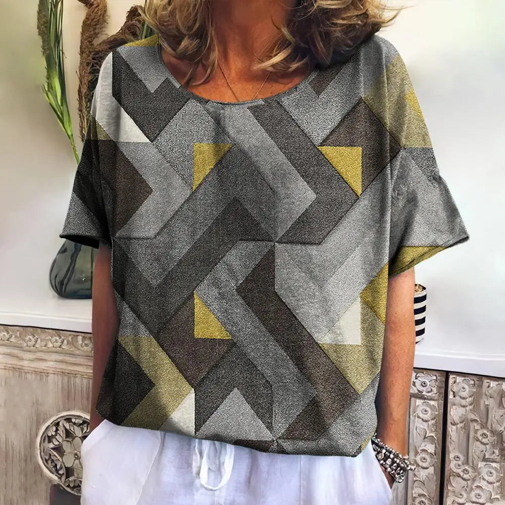 Summer Plaid T Shirt For Women O Neck Casual Sweatshirt New Tees Harajuku Clothing Loose Short Sleeve Blouse Female Fashion Tops