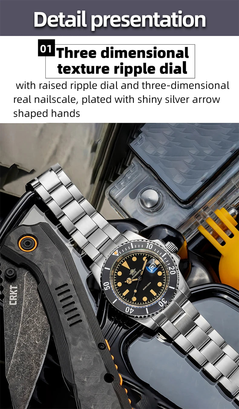 ADDIESDIVE Luxury Quartz Watch For Men Stainless Steel 20Bar Waterproof Dive Super Luminous AD2054 Fashion Watches Reloj Hombre