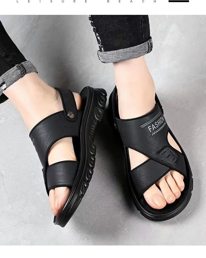 Men's sandals summer non-slip beach shoes casual wear cool slippers men's thick soles