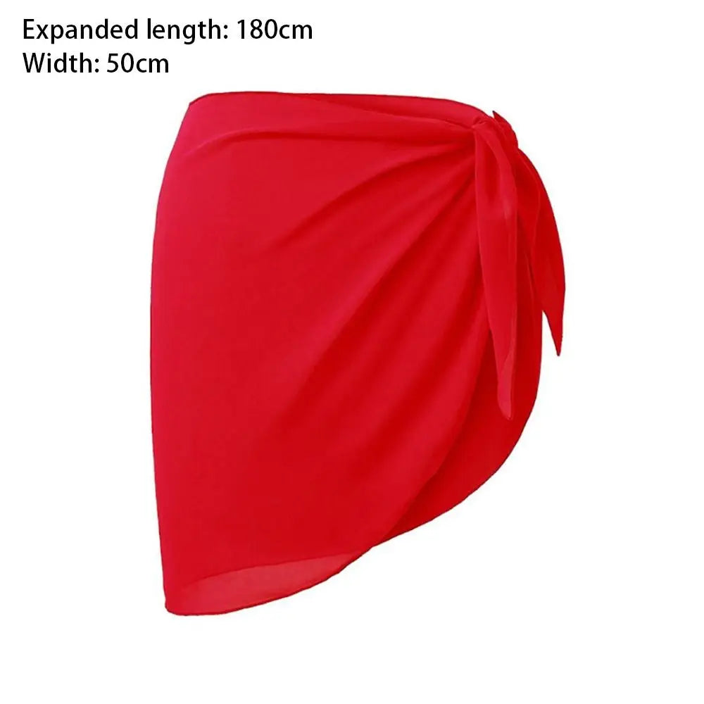 Soft Short Sarongs Chiffon Swimsuit Coverups Scarf Cover Short Skirt Wrap Sheer Summer Beach Bikini Women