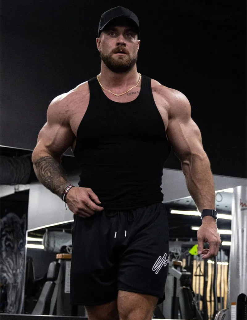 Spring Summer Knit Ice Silk Ribbed Fitness Sports Casual Slim-fit Men's Vest Men's I-line Muscle Vest Cotton Men