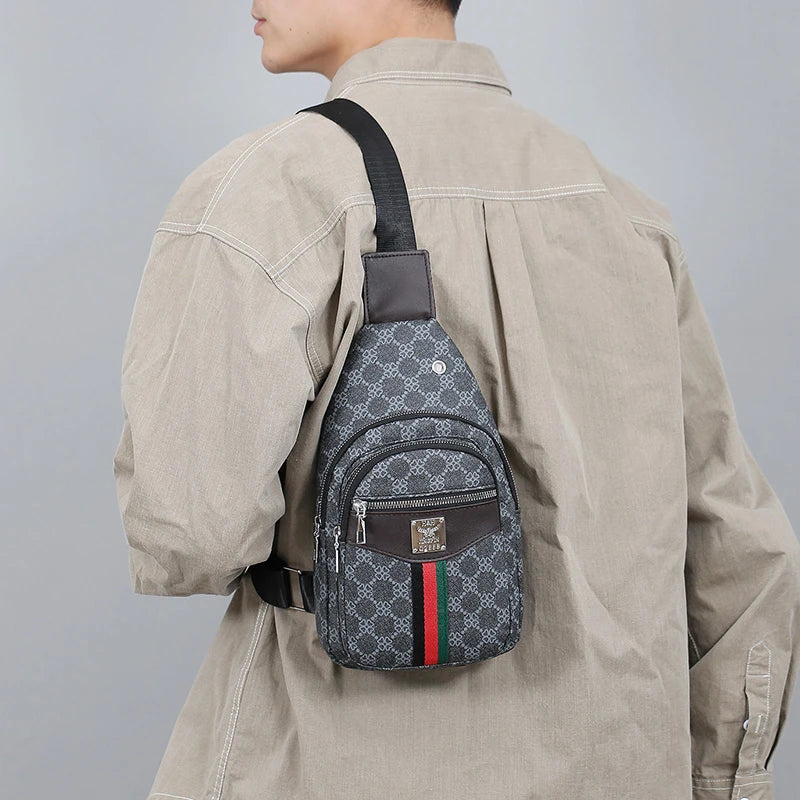 Men's Multifunction Messenger Bag Shoulder Cloth Chest Bags Crossbody Casual  Handbag with Earphone Hole