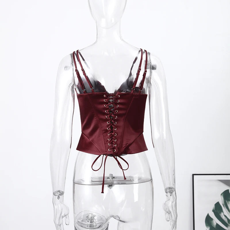 Elegant Lace Patchwork Sling Top Women Sleeveless Backless Patchwork Crop Tops Female 2026 Fashion Summer Spring Vest Lady