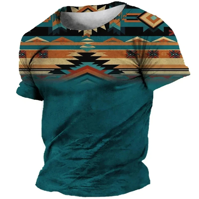 African National Pattern Tshirts Summer Fashion Street Casual Boys Kids Round Neck Short-Sleeved T-Shirt Daily Oversized Tops