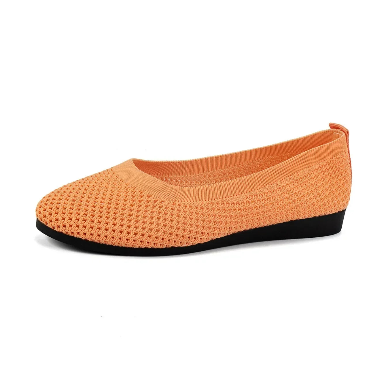 Women Round Toe Flat Shoes Solid Color Knitted Slip on Shoes Casual Breathable Ballet Flats Women Mesh Flat Shoes Loafers Woman