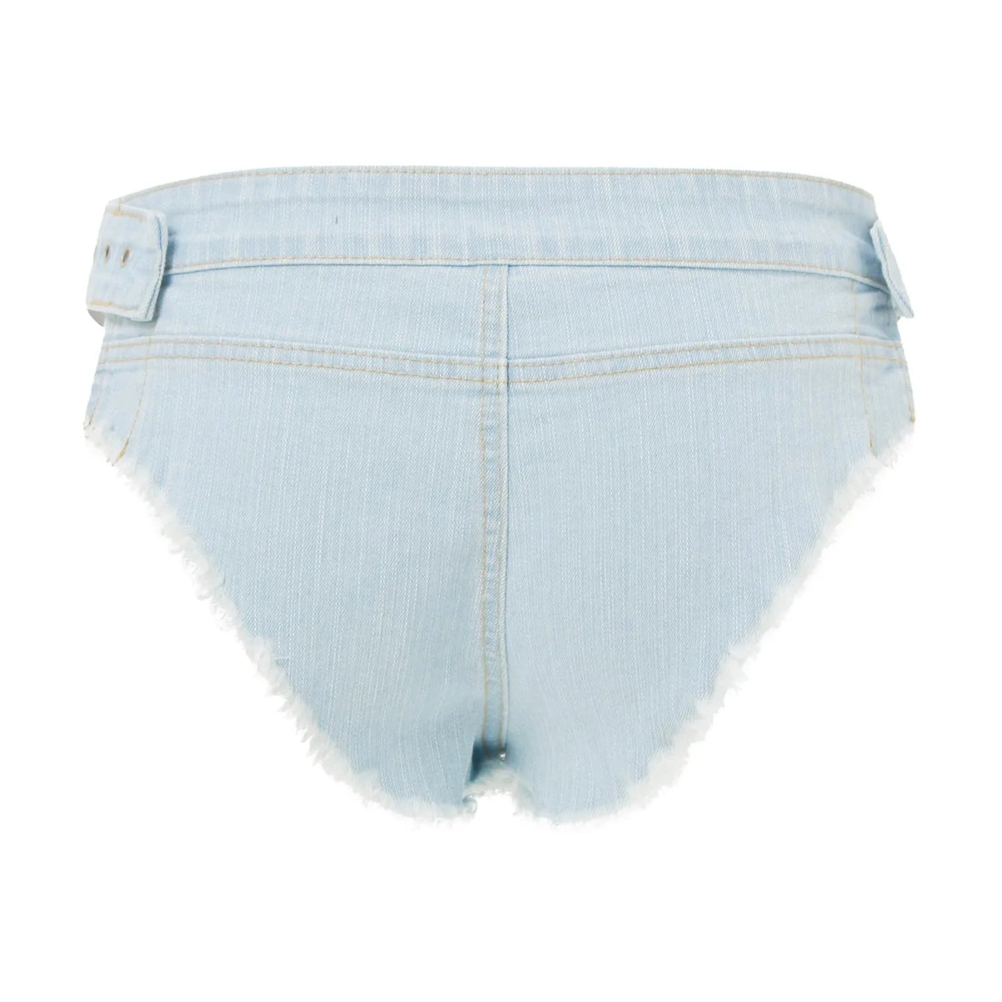 Summer Blue Denim Shorts Woman Sexy Low Waist Hollow Out Micro Shorts Ripped Distressed Adjustable Waist Hot Pants Mini Shorts