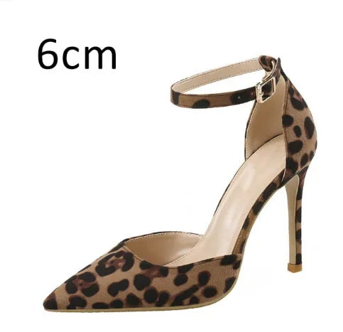 Autumn Sexy Leopard Print Women's Shoes High Heels 6-10CM Elegant Office High Heels Women's Sandals Pointed Luxury Single Shoes