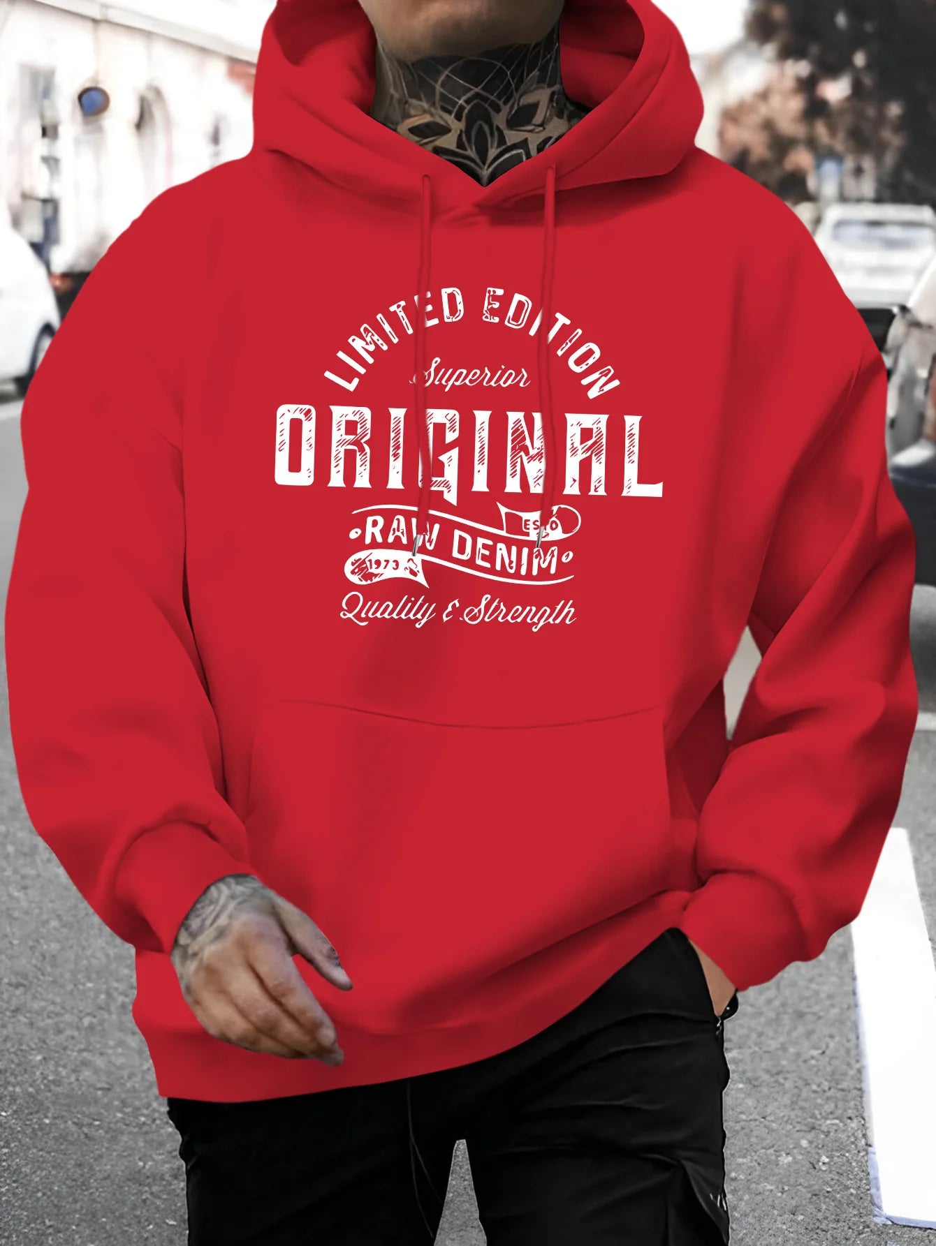 Men's top men's long sleeved round neck loose plus size autumn and winter hooded sweatshirt T-shirt top BAZAARHUBO