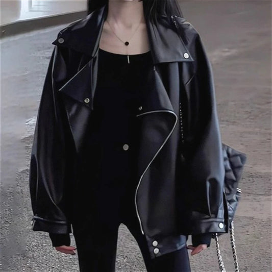 Coats Women Faux Leather Short Jackets Turn Down Collar Pu Coat Work Y2k Streetwear Jacket Zipper Outerwear Thick Warm 2026