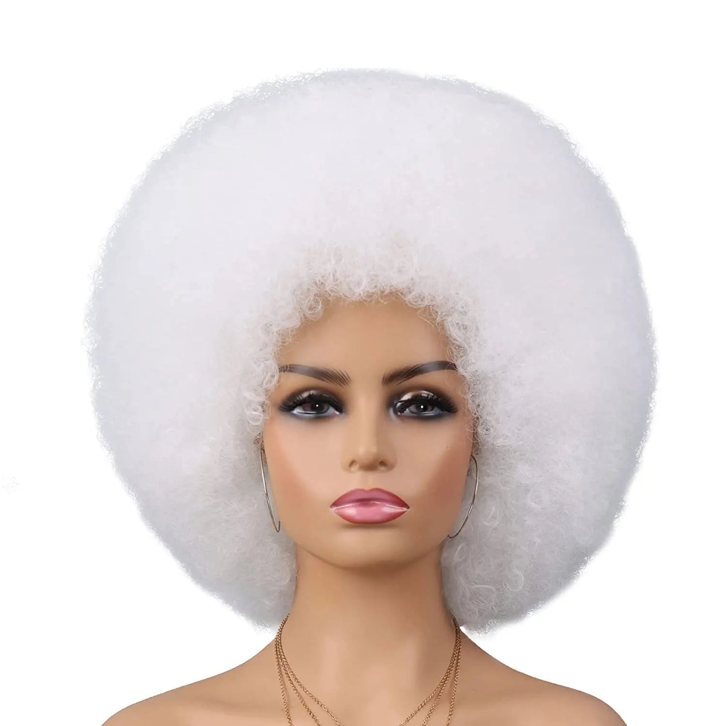 Synthetic 70s Afro Curly Wigs for Black Women Glueless Wear Soft Black Large Bouncy Natural Looking Full for Daily Party Use