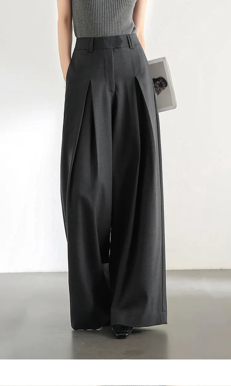 SENTUBILA Women Wide Leg Pants Office Lady Work Wear Trouser 2026 Spring Fashion Elegant Commute Full-length Pants 133K51993