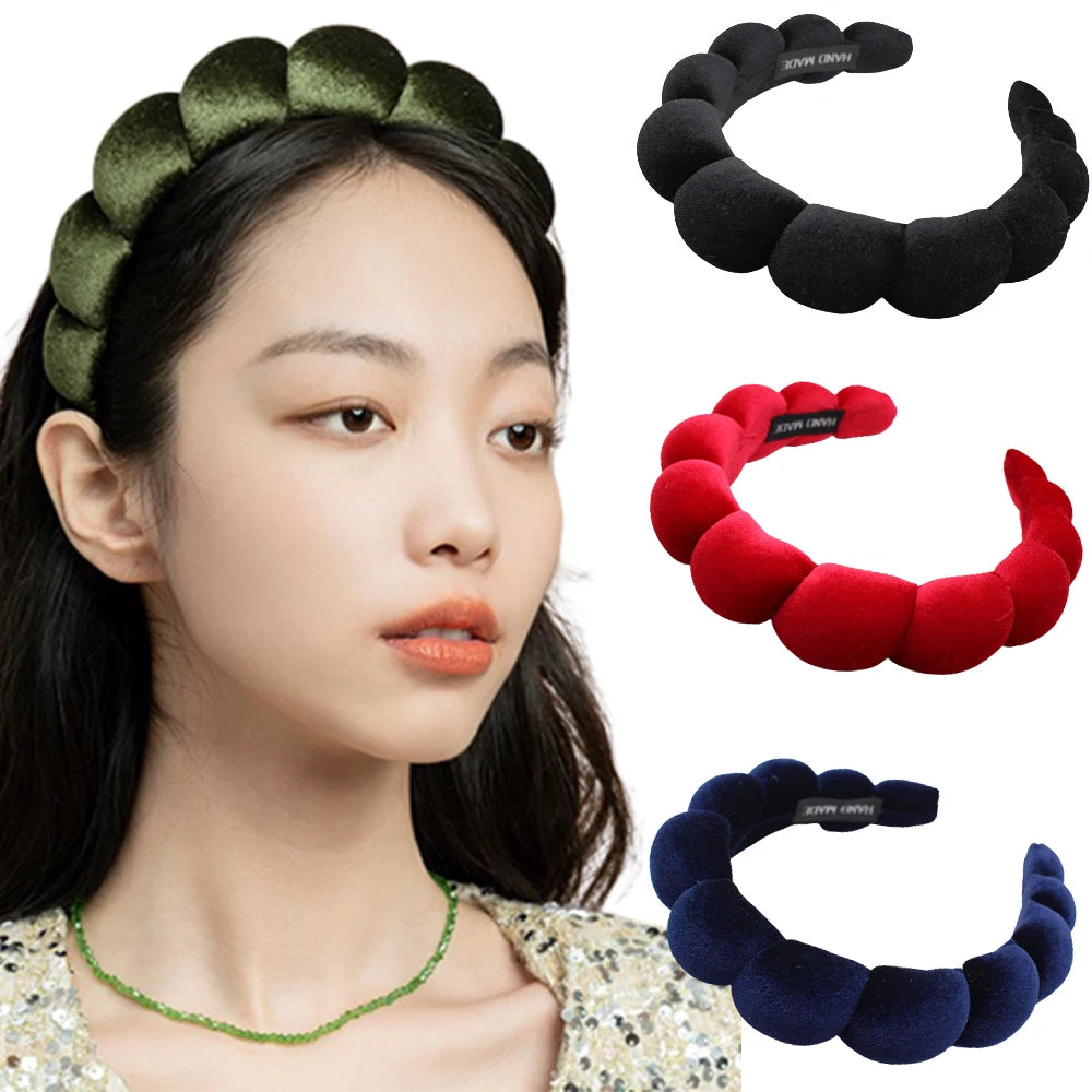 Fashion Padded Headbands for Women Wide Bezel Hairbands Thick Velvet Hair Hoop Girls Sponge Non-slip Hairband Hair Accessories BAZAARHUBO