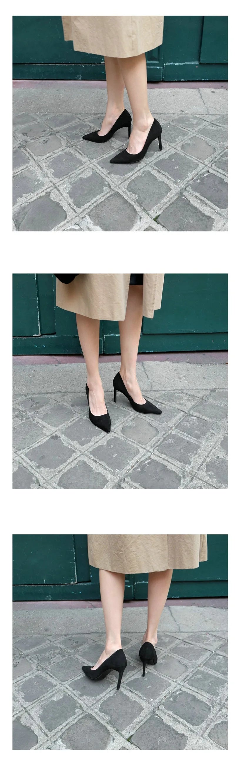 2025 Flock Leather Heels Women Pumps Bucket Pointed Toe High Heels Sexy Lady Shoes Thin Heels Chaussure Femme Autumn