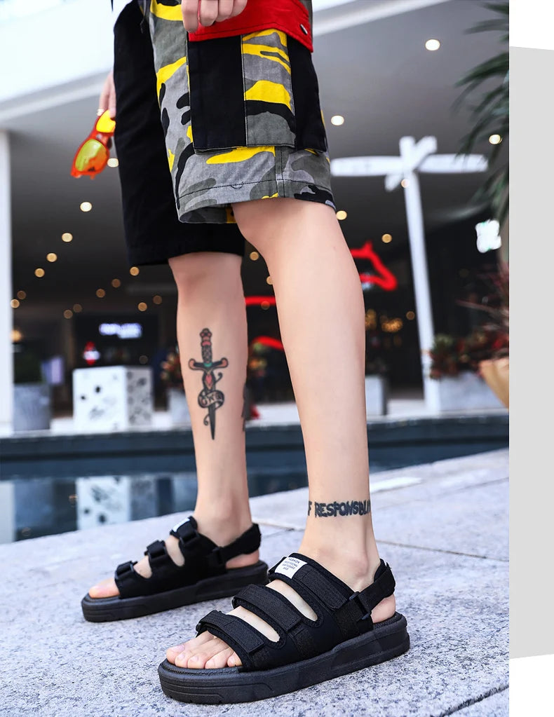 Men's Beach Open Toe Shoes Sandals High Quality Non-slip Men Slippers Breathable Two Uses Male Footwear Mens Summer Outdoor Shoe